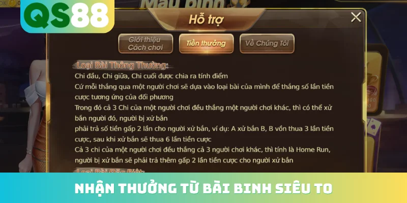 Nhận thưởng từ bài binh siêu to